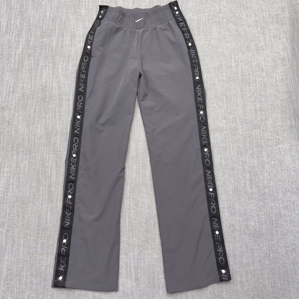 Nike Pro Tear Away Pants Womens XS Gray Snap Side Track Y2K BV3350-082